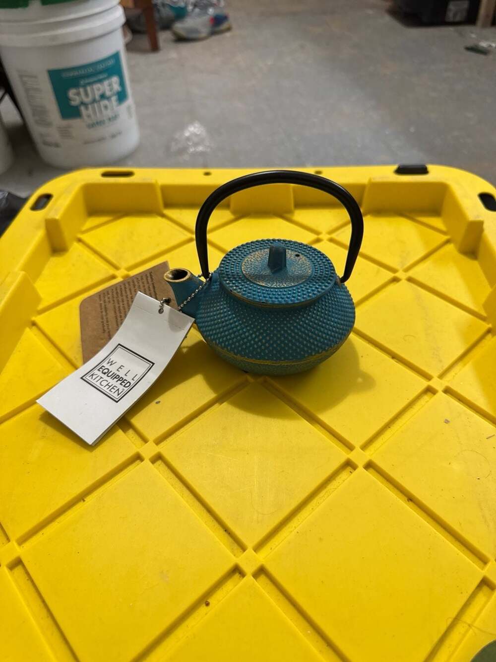 Mini Well Equipped Kitchen Teal and Gold Cast Iron Tetsubin Teapot with Infuser